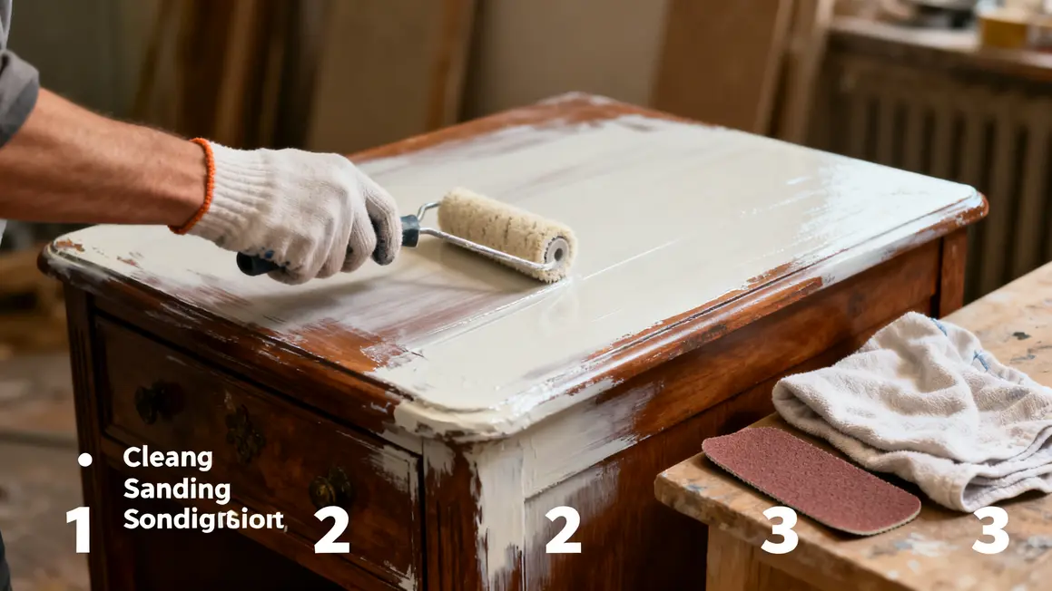 peinture meuble : conseils concrets pour éviter les pièges en petit budget 3 etapes peinture meuble nettoyage ponçage rouleau