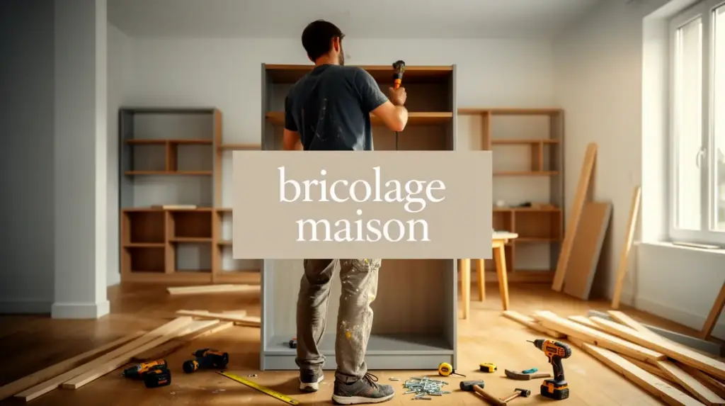 Photo d'une personne bricolant maison outils matériaux meubles