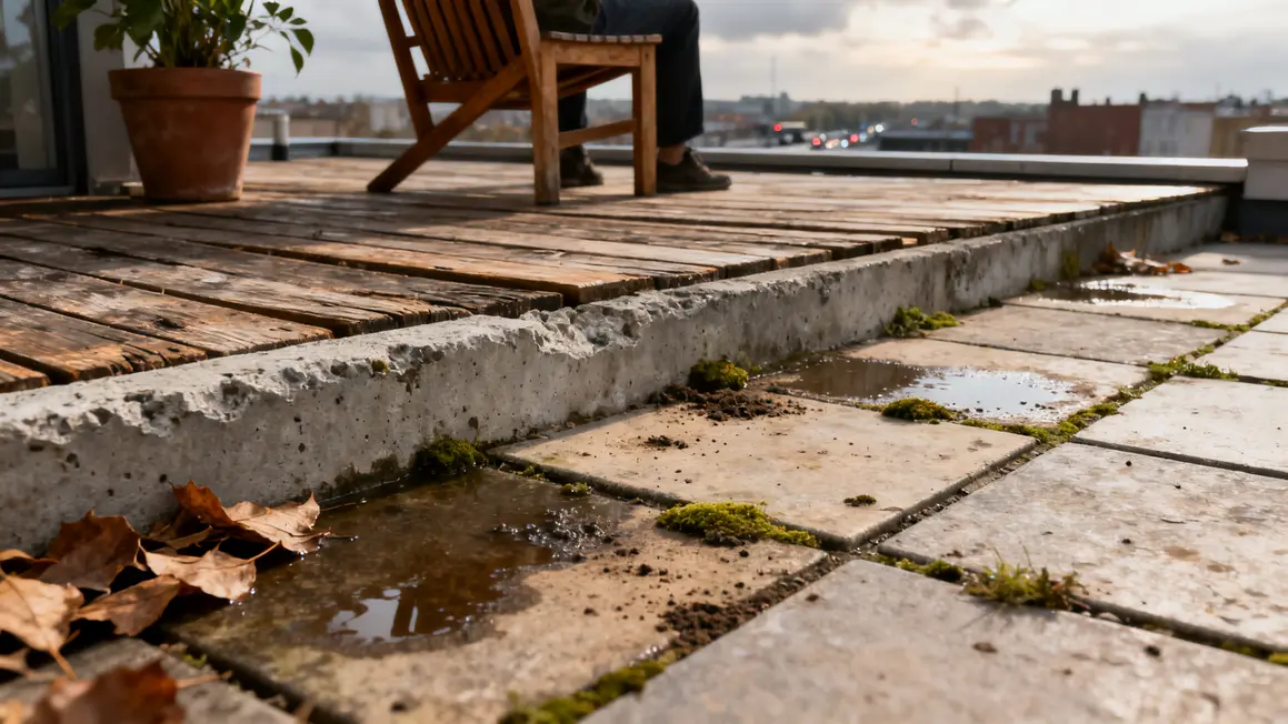 terrasse noircie bois beton pierre humidité mousses