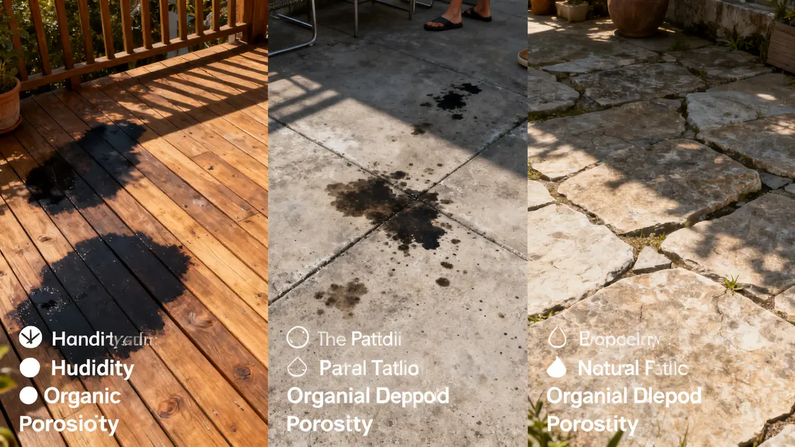 Comparatif terrasse noircie bois beton pierre