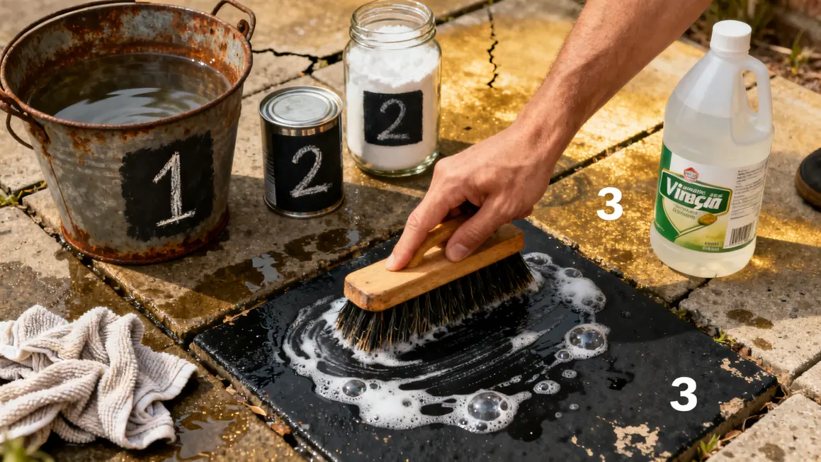 terrasse noircie nettoyage brosse produits universels
