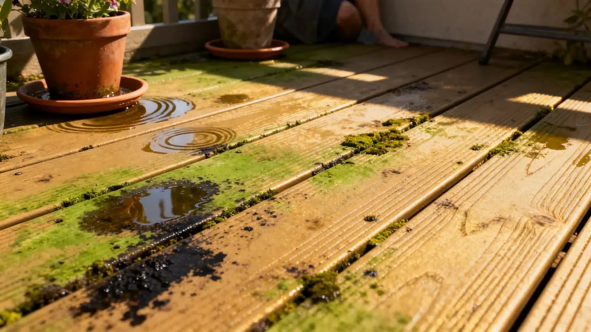 terrasse noircie : plan d’action simple et réaliste 2 terrasse noircies gros plan depots mousse humidite