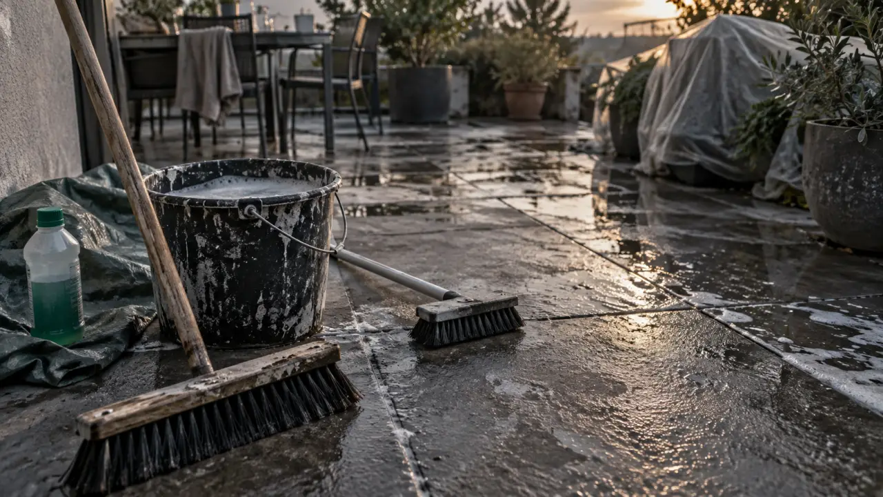 Terrasse béton noircie : nettoyer efficacement sans fragiliser le support 20 Comment nettoyer terrasse beton noirci : brosse et rinçage sans fragiliser