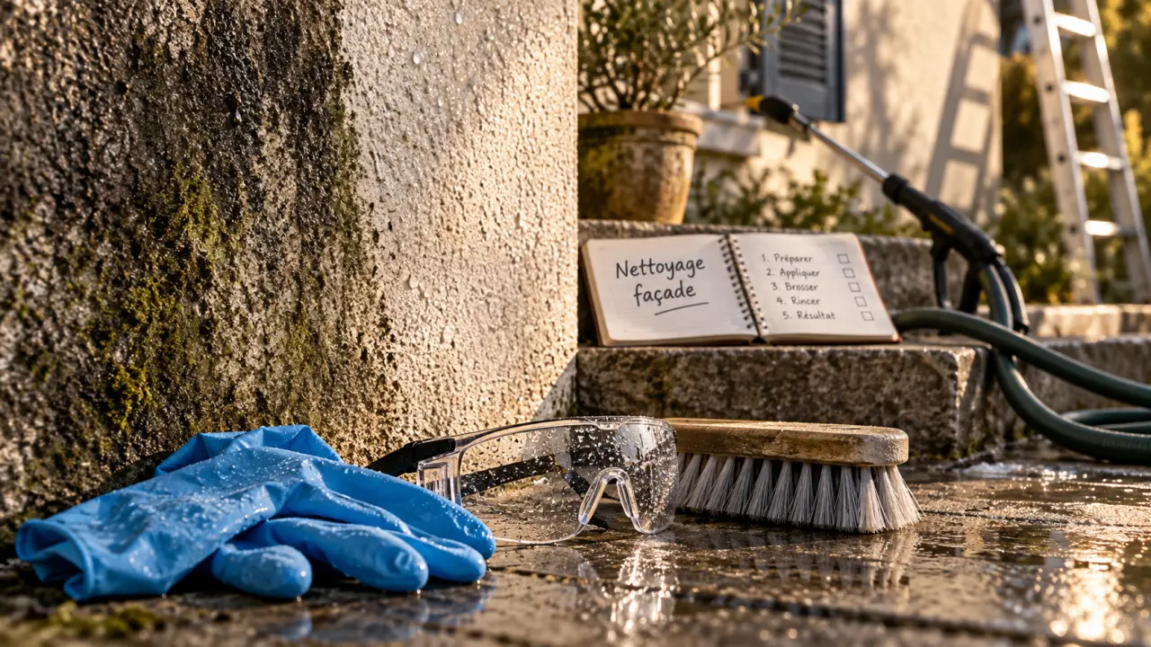 Comment nettoyer une façade de maison sans l’abîmer : brosse et gants
