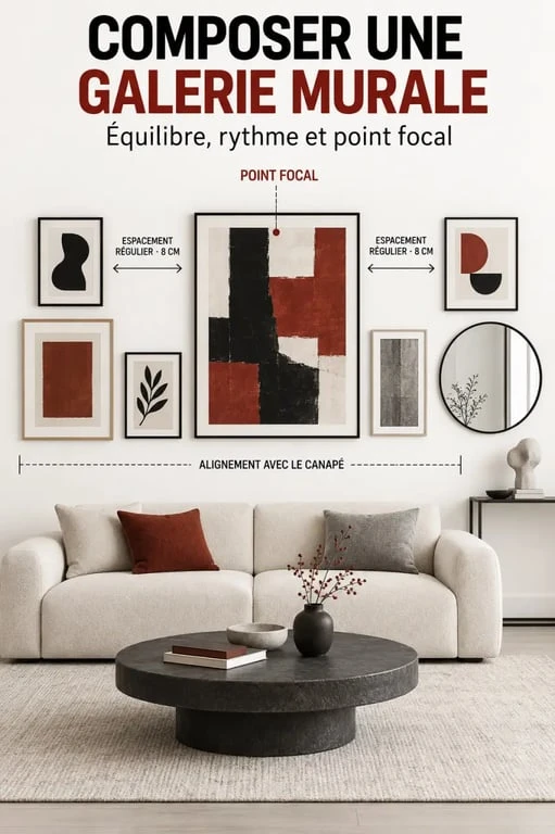 Quelle décoration murale originale choisir pour structurer, éclairer et personnaliser chaque pièce ? 3 Décoration murale originale avec galerie de cadres et composition harmonieuse