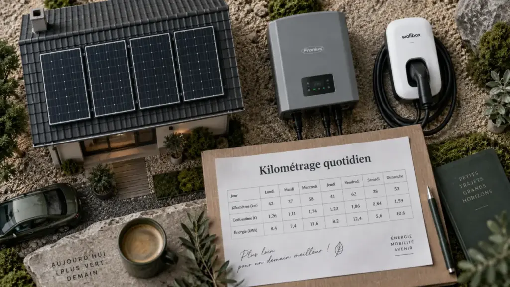 Borne pilotée pour panneaux solaires pour recharge voiture electrique