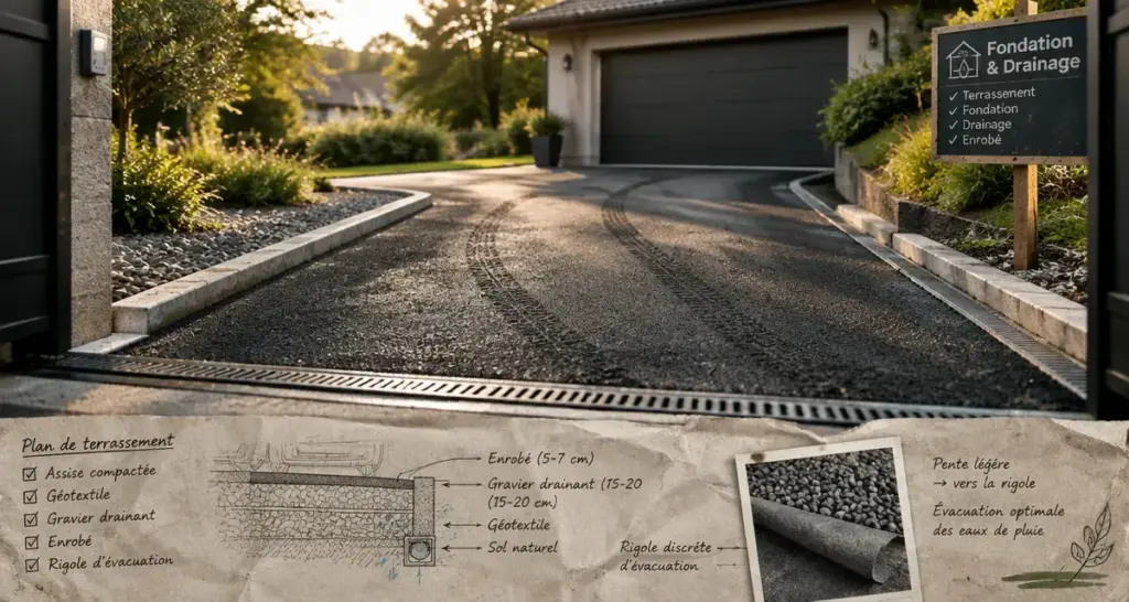 Aménagement d allée de garage : sol drainant, revêtement durable, pente et drainage