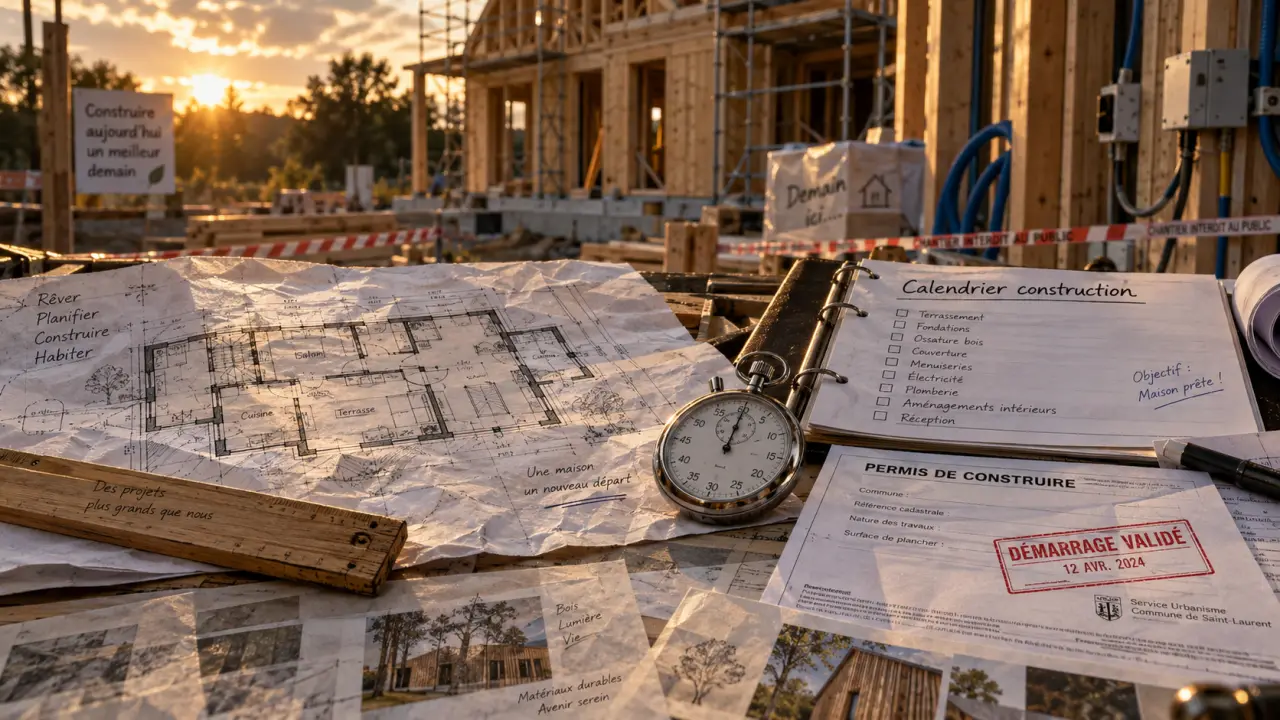 Construire une maison prend souvent 8 à 12 mois, mais le délai commence avant le chantier 27 Combien de temps construction maison : calendrier avant chantier et permis validé