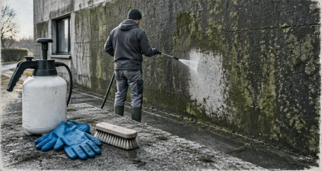 Eau de javel pour nettoyer mur extérieur : test sur crépi non compatible