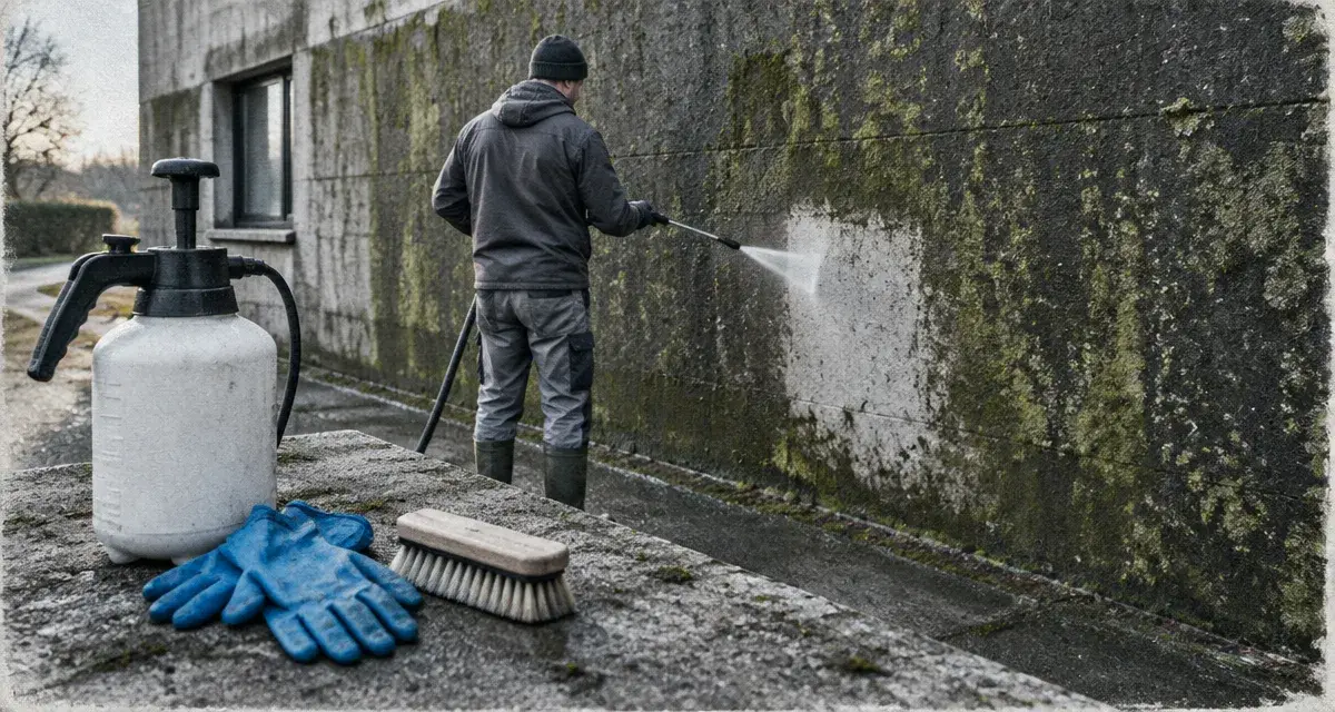 Eau de javel sur un mur extérieur : le crépi n’est pas toujours compatible 8 Eau de javel pour nettoyer mur extérieur : test sur crépi non compatible