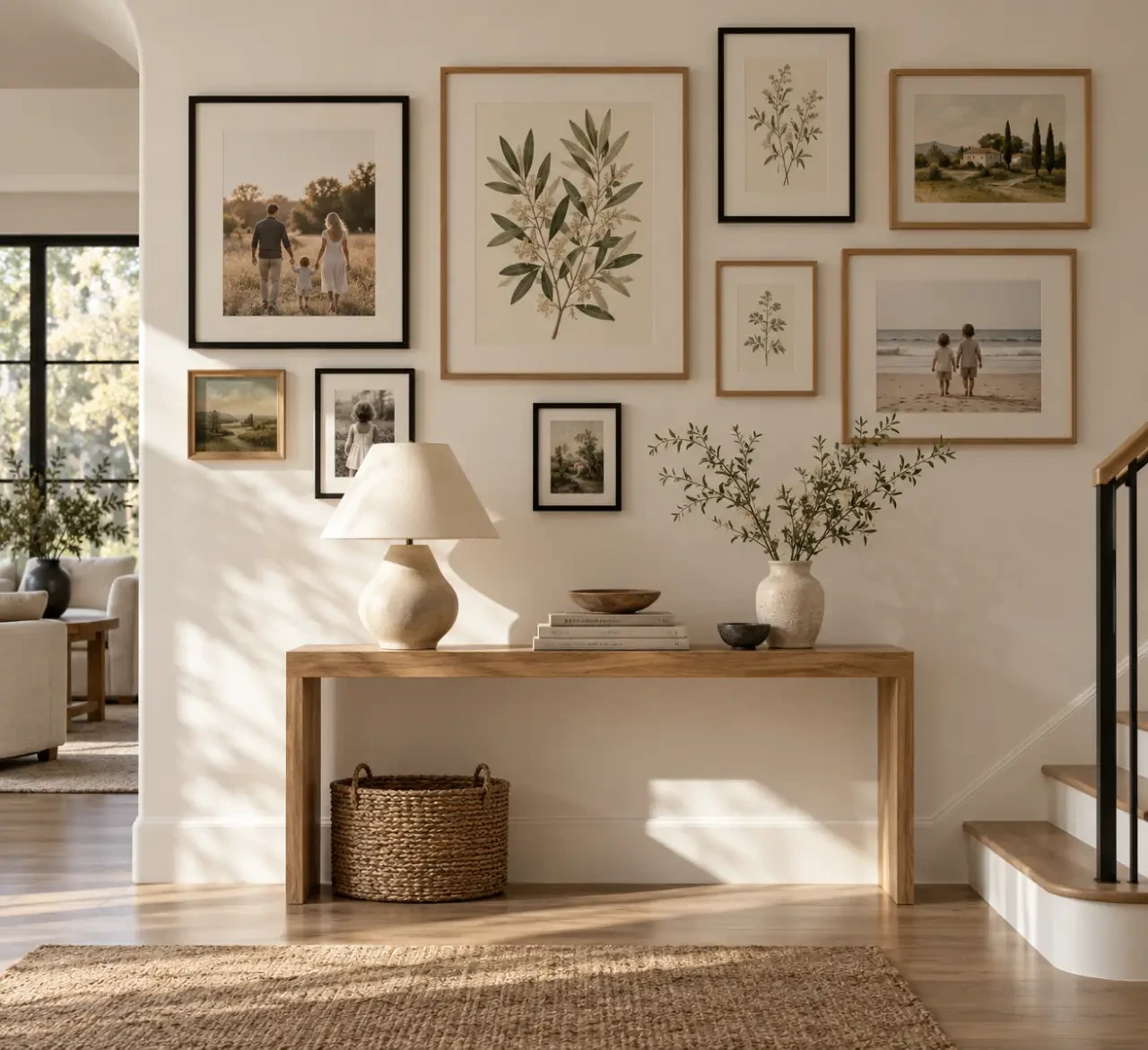 La déco maison de famille mêle ancien et contemporain sans surcharger l’espace 4 Mur de cadres personnalisé dans une déco maison de famille