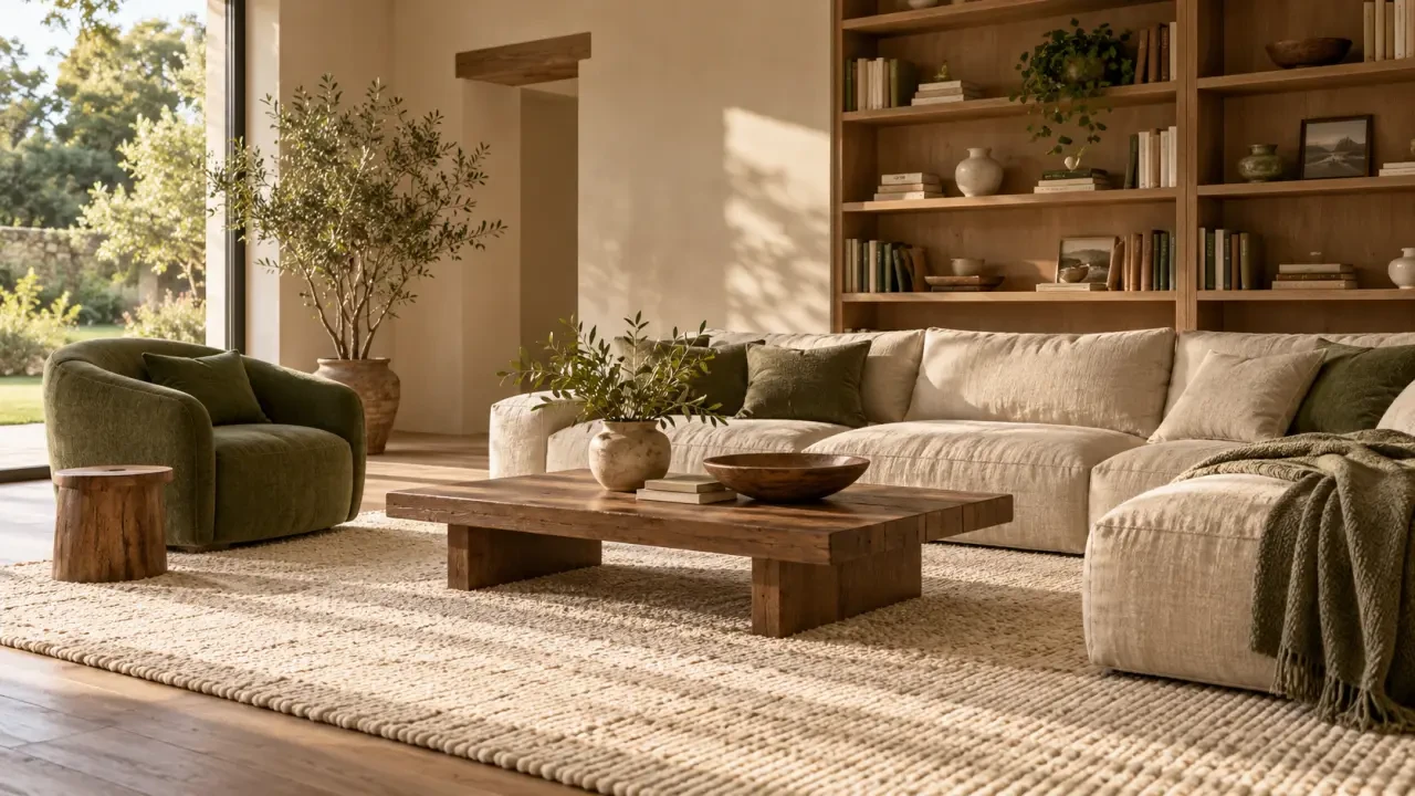 La déco maison de famille mêle ancien et contemporain sans surcharger l’espace 2 Salon chaleureux avec une déco maison de famille en bois, lin et textiles naturels