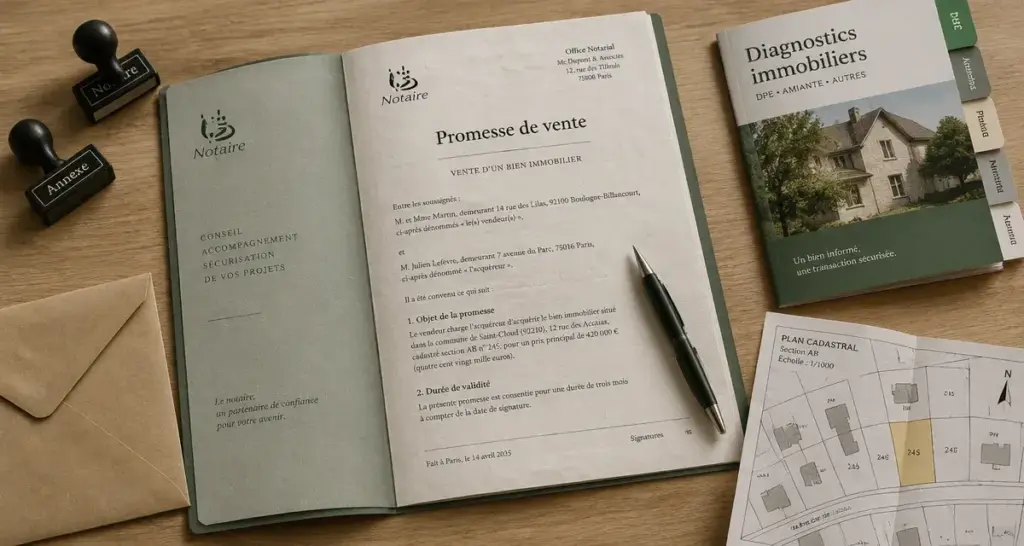 Promesse de vente immobilier : dossier notaire, annexes et diagnostics